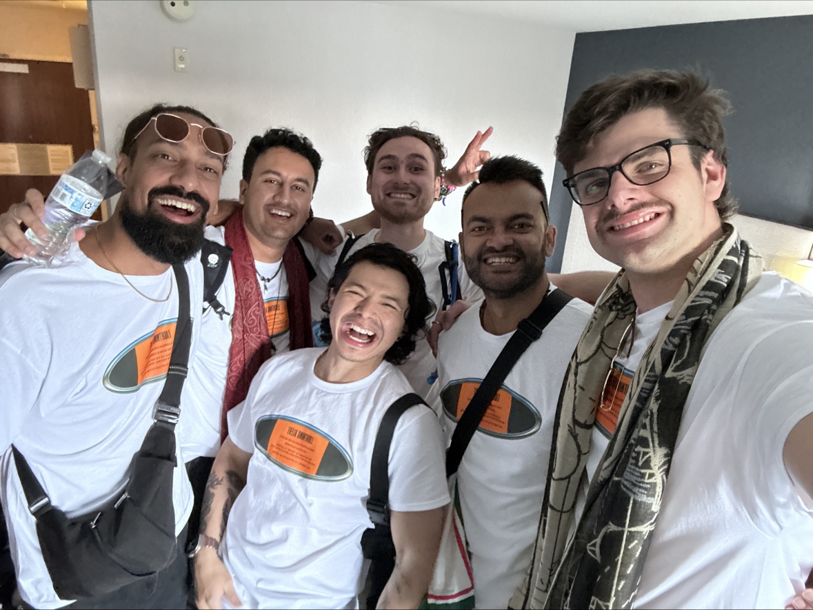 Our crew wearing the shirts